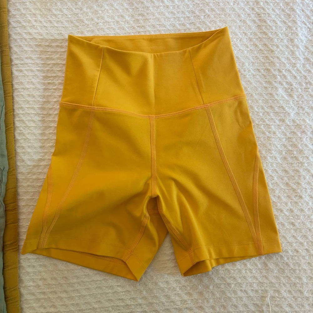 Girlfriend Collective Yellow High-Waisted Shorts